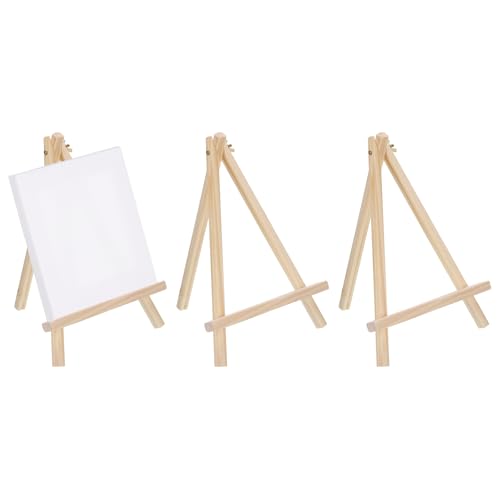 MECCANIXITY Mini Wood Display Easels, 11.8"x7.9"A-Frame Painting Tabletop Easels Holder Stand for Artists Beginners Displaying Small Canvases Art Photos Business Cards(Pack of 3, Wood Color) - size: 11.8"x7.9"