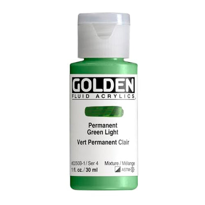 Golden Fluid Acrylics - Permanent Green Light - 1 oz Bottle