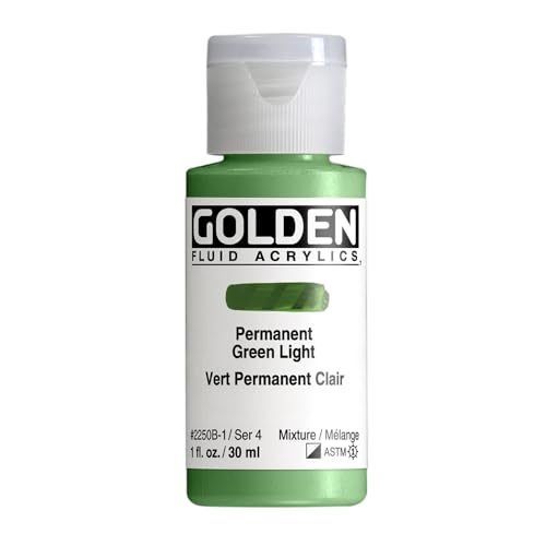 Golden Fluid Acrylics - Permanent Green Light - 1 oz Bottle