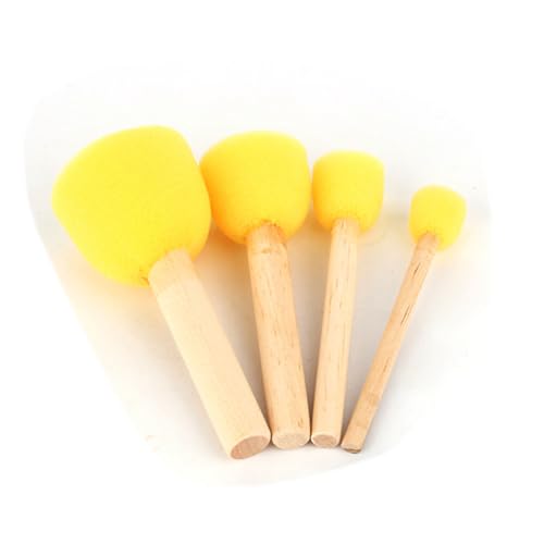 Wooden Foam Brush Painting Painting Art Furniture Game Paint, 4 Pieces of Foam Foam for Children, Assorted Sizes