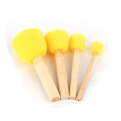 Wooden Foam Brush Painting Painting Art Furniture Game Paint, 4 Pieces of Foam Foam for Children, Assorted Sizes