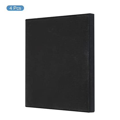PATIKIL Paint Canvases Panel for Painting, 4 Pack 8x8 Inch Square Wood Frame Stretched Blank Art Board Panels for Acrylic, Oil, Tempera Painting, Black - size: 8x8 Inch