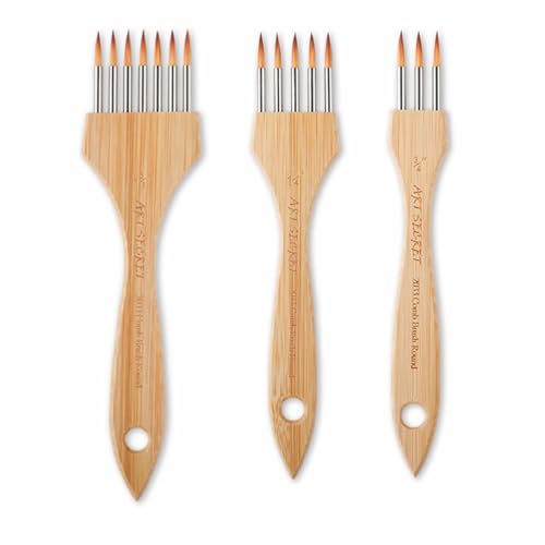 accufine Acrylic Rake Brush for Painting Wide Mop Brushs Set Surikomi Brush for Watercolor Paintbrush for Artist Made of Nylon and Wool. (R) - size: R