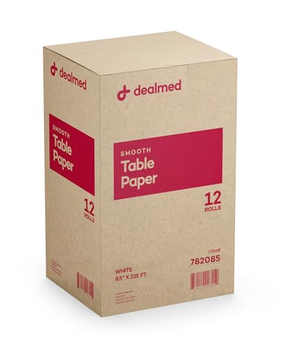 Dealmed Headrest Paper Roll, Smaller 8.5" x 225' Disposable Covers for Dentists, Diaper Changing, Waxing, Chiropractor, Tracing, Drawing, Coloring, (Smooth, White, 12 Rolls/Case) - color: Smooth White, size: 8.5" x 225'