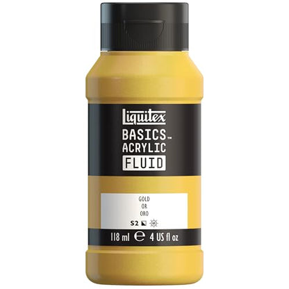Liquitex BASICS Acrylic Fluid Paint, 118ml (4-oz) Bottle, Gold - color: Gold, style: 118ml (4-oz)
