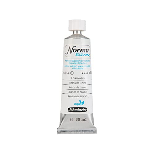 Schmincke - NORMA® Blue, 21114009, finest water-based artists' oil colors, highly pigmented, lightfast, vegan, titanium white - 35 ml - color: 114 titanium white