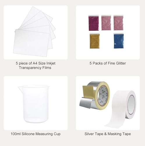 Screen Printing Kit, 3 PCS Aluminum Silk Screen Printing Frames, 5 Glitters and Screen Printing Squeegees and Transparency Films, 6x10/8x12/10x14inch 110 Count Mesh, for DIY T-Shirts Printing