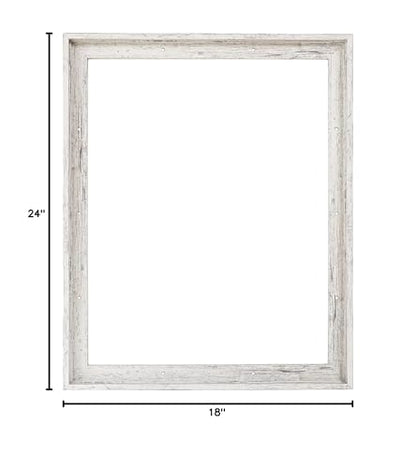 Combo Pack: Floater Frame + 18x24 inch Stretched Canvas for Painting, 1-3/8" Thick Frame + 3/4" Deep Blank Canvas with 12oz Primed 100% Cotton Canvas Fabric (Distressed White, 18 x 24 inch) - color: Distressed White, size: 18 x 24 inch