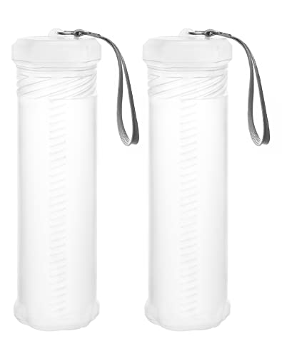 QWORK Extendable Artist Storage Tube - Durable Plastic, 2 Pack Adjustable Length 8.5" to 15", 2.4" Width, Translucent with Carrying Lanyard for Brushes, Pens & Watercolor Supplies - size: 2 Pack
