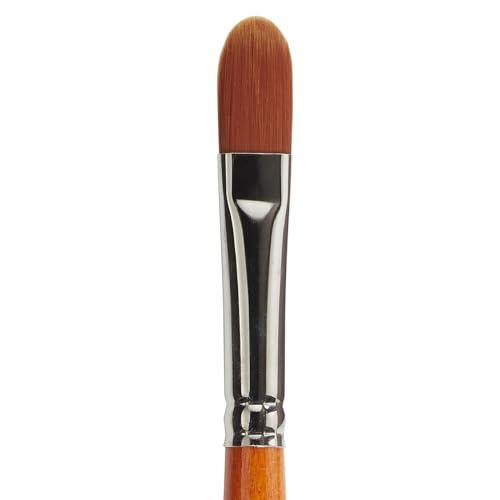 KINGART Premium Radiant 6500-12 Filbert Series Artist Brush, Synthetic Taklon Hair, Short Handle, Acrylic, Oil and Watercolor Painting, Size 12 - size: 12