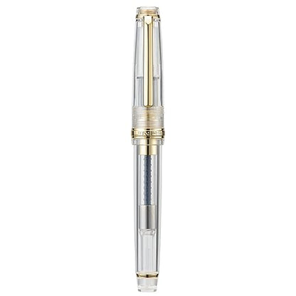 Jinhao 82 Acrylic Fountain Pen, Iridium Medium Nib with Ink Converter, Transparent Unqiue Design Smooth Writing Pen (Gold Trim) - color: Transparent (Gold Trim), style: Medium (0.7 mm)