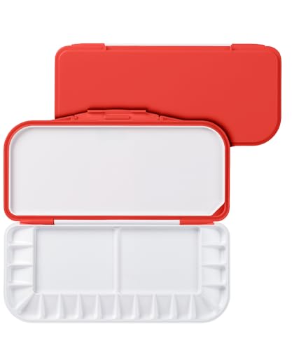 Mr. Pen- Airtight Watercolor Palette with Lid, 18 Wells & 2 Mixing Areas | Lightweight Sealing Paint Palette for Travel, Painting, Watercolor Mixing, Art Class and Studio Use - color: Red, size: 1 Pack