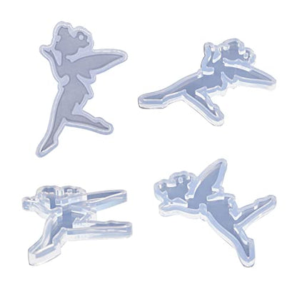 Angel Wings Shiny Fairy Style Silicone Molds Beautiful Resin Mold for DIY Epoxy Resin UV Resin Casting Mold DIY Keychain Pendant Jewelry Making Necklace Clear - color: clear