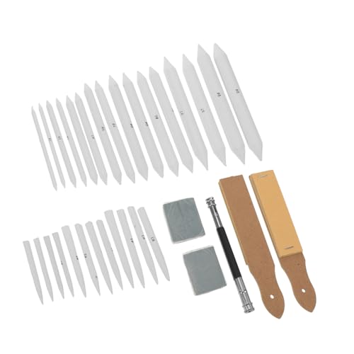 OSALADI 33pcs Charcoal Blending Tools Drawing Sketching Kit Set with Sandpaper Pencil Sharpener and Kneaded Eraser, Paper Art Blenders for Outdoor Sketching and Studio Work, Versatile