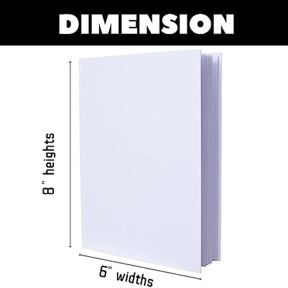 6 Pack Hardcover Blank Book,6x8 Inch Unlined Sketchbook Journal - 18 Sheets/36 Pages Each, Bulk Pack of White Hardcover Blank Books for Writing, Drawing Make Your Own Book, Multi-Purpose for Students & Adults - size: 6x8 inch