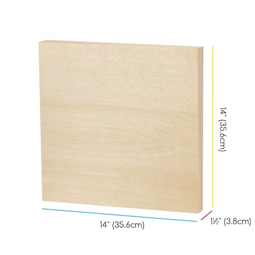 MEEDEN Unfinished Wood Canvas Board: 1-1/2" Deep 14x14” Wooden Canvas Panel Pack of 2 - Blank Cradled Wood Art Board for Painting - size: 14"x14"- 2 Pack