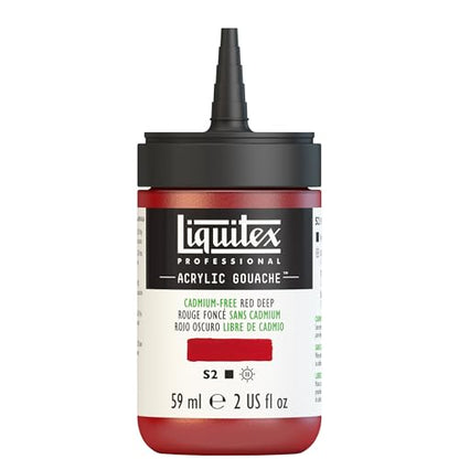 Liquitex Professional Acrylic Gouache, 2-oz (59ml) Bottle, Cadmium-Free Red Deep - color: Cadmium-free Red Deep