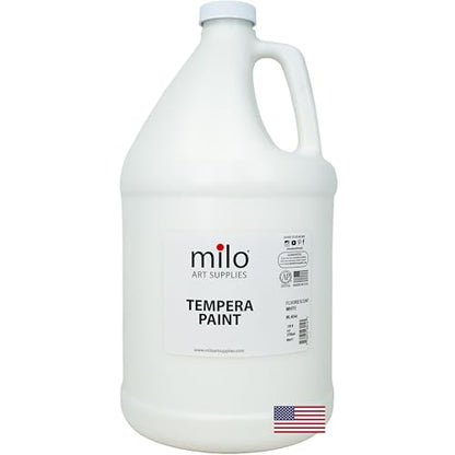 milo Fluorescent White Neon Tempera Paint | 128 oz Bottle, 1 Gallon | Glows UV in Black Light | Non-Toxic Made in USA | Washable Bulk Art Paint for Party, Student, Classroom, Artist - color: Fluorescent White