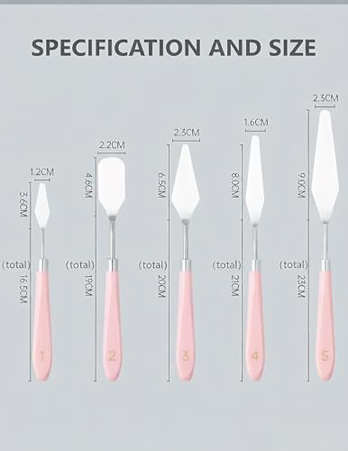 Palette Knife Set 5PCS Pink Handle Stainless Steel for Acrylic Oil Painting | 5 Blade Shapes Versatile, Stainless Steel Durable, Pink Handles Ergonomic Grip, Acrylic Oil Painting, Art Gift for Women - color: Pink