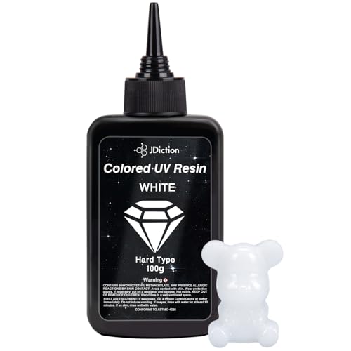 JDiction UV Resin White, 100g Colored UV Resin Odorless and Hard UV Resins Kit for Jewelry Making, Colored Resins Casting and Coating, Crafts and Decoration - color: White