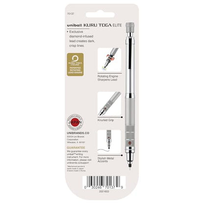 uniball Kuru Toga Elite Mechanical Pencil Starter Kit, 0.5mm, HB #2, Silver Barrel, 1 Pack - color: Silver Barrel, size: 1 Count (Pack of 1)