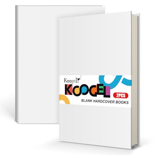 Koogel 2PCS Blank Hardbound Sketch Notebooks, White Drawing Notebooks 5.7" x 8.2" Hardcover Sketchbooks Blank Thick Smooth Notebook for Kids to Write Stories 50 Sheets 100gsm Inner Paper