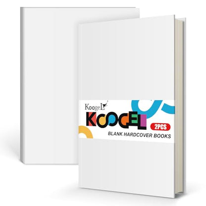 Koogel 2PCS Blank Hardbound Sketch Notebooks, White Drawing Notebooks 5.7" x 8.2" Hardcover Sketchbooks Blank Thick Smooth Notebook for Kids to Write Stories 50 Sheets 100gsm Inner Paper