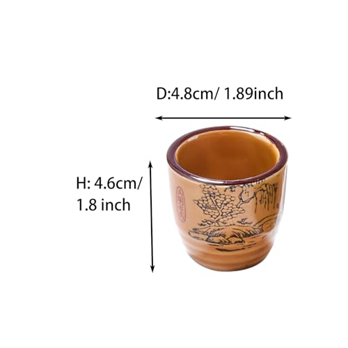 Japanese Style Ceramic Sake Cups Set of 6, Hand-Painted Ceramic Sake Glasses for Saki, Tea, Dessert, Microwave & Dishwasher Safe Small Drinking Cups for Home Kitchen Bar Tableware