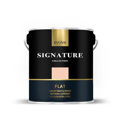 EVOLVE Signature Paint & Primer: Luxury Paint & Primer for Indoor & Outdoor Surfaces, Minimal Odor, Flat Sheen (1 Gallon, Exotic Peach) - color: Exotic Peach, size: 128 Fl Oz (Pack of 1)