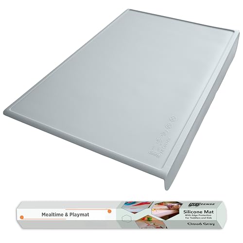 Silicone Craft Mat for Painting, PlayDoh and Art Projects with Angle-Protective Safety Edge – Toddlers & Kids Placemat – Non-Slip & BPA-Free Food Mat – 1.5mm Thick, 24"x16", Cloud Gray - color: Cloud Gray, size: 24"L x 16"W