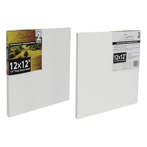 Jerry's Artarama Da Vinci Dual Sided Pro Panel Board - 20-Pack, 12x12 6mm Deep Panels for Painting - Archival, Acid-Free Art Supplies - Ultra-Smooth & Medium Textured Paint Surfaces - size: 12x12"