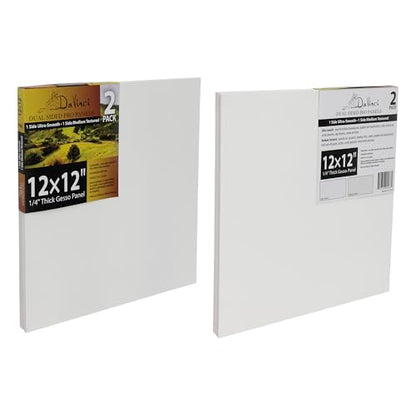 Jerry's Artarama Da Vinci Dual Sided Pro Panel Board - 20-Pack, 12x12 6mm Deep Panels for Painting - Archival, Acid-Free Art Supplies - Ultra-Smooth & Medium Textured Paint Surfaces - size: 12x12"