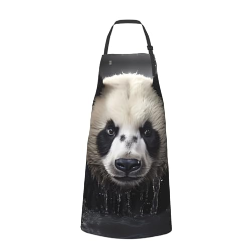 Prancing Brown Horse Heavy Duty Waterproof Apron with Pockets for AdultsResistant Grilling, Gardening, Painting - color: Panda in the Water