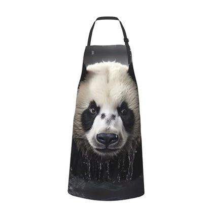 Prancing Brown Horse Heavy Duty Waterproof Apron with Pockets for AdultsResistant Grilling, Gardening, Painting - color: Panda in the Water