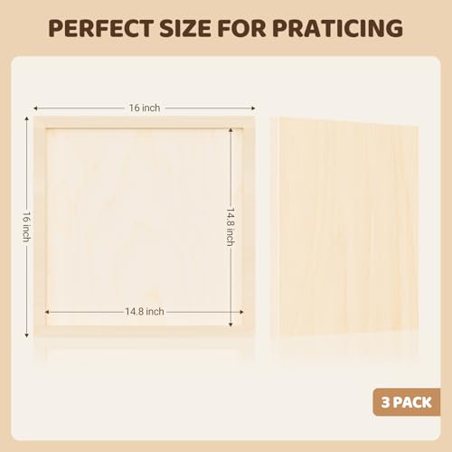 HANSILKHANSILK 16x16 Inch Wood Canvas Panels 6 Pack – Unfinished Wooden Art Boards for Acrylic, Oil & Mixed Media Painting, DIY Craft Projects for Artists, Beginners & Students - size: 16*16-3