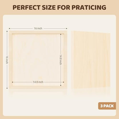 HANSILKHANSILK 16x16 Inch Wood Canvas Panels 6 Pack – Unfinished Wooden Art Boards for Acrylic, Oil & Mixed Media Painting, DIY Craft Projects for Artists, Beginners & Students - size: 16*16-3