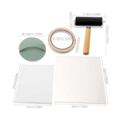 Lurrose Gel Printing Plate Starter Kit with Roller, Baren, Printing Paper, and Tape Reusable Plastic and Gel Printmaking Materials Compatible with Water-Based Paints for Workshops