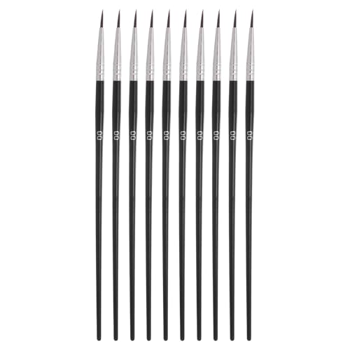 MECCANIXITY 10Pcs Fine Pointed Miniature Paint Brushes, Small Detail Paint Brush for Acrylic Watercolor Oil Model Painting Crafts Rock Painting and DIY Art(Black #00) - color: Black, size: #00