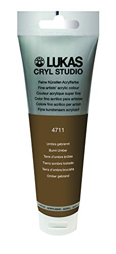Lukas CRYL Studio Artist Acrylic Paint, Burnt Umber, 125 ml Tube - High Pigment Acrylic Paints for Canvas Painting, Large Scale Works - Medium-Viscosity, Water-Mixable, Fast Drying - color: Burnt Umber, size: 4.23 Fl Oz (Pack of 1)