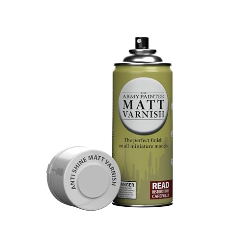 The Army Painter Color Primer Spray Paint, Anti Shine Matt Varnish, 400ml - Acrylic Spray Undercoat for Miniature Painting - Spray Primer for Plastic Miniatures | Spray Protector Varnish Sealer made for Acrylic Model Painting, Wargames & Warhammer 40K Fig