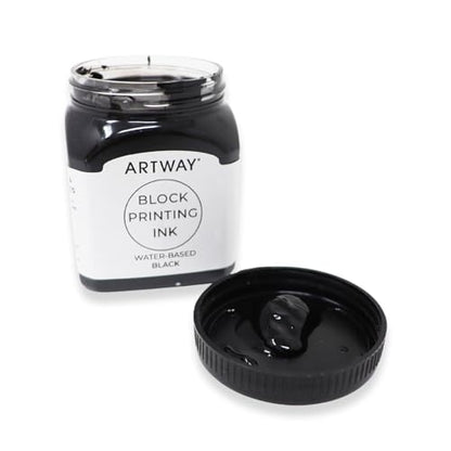 Artway Premium Block Printing Ink - 250ml - Black - Ideal for Relief, Block and Lino Printmaking - color: Black