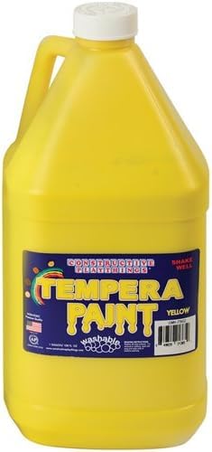 Constructive Playthings Gallon Tempera Paint, Drip-Free, Ready to Pour Yellow Paint with Rich, Creamy Consistency, Thick Formula, Classroom Art Supplies, Washable, Allergen-Free, All Ages - color: Yellow, size: 128 Fl Oz (Pack of 1)