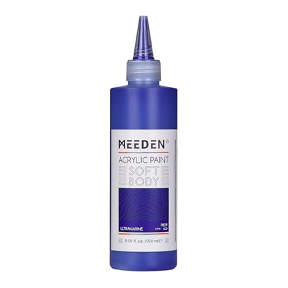 MEEDEN Soft Body Acrylic Paint: Ultramarine Blue Matte Finish - 250ml/8.45oz Bulk Acrylic Colors in Ergonomic Bottle - Fluid Flow Art Paints for Artists Canvas Painting - color: Ultramarine