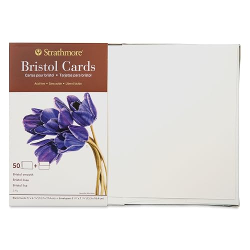 Strathmore 400 Series Cards, Bristol, 5x6.875 inches, 50 Pack, Envelopes Included - Custom Greeting Cards for Weddings, Events, Birthdays - size: 5x6.875, style: 50 Pack