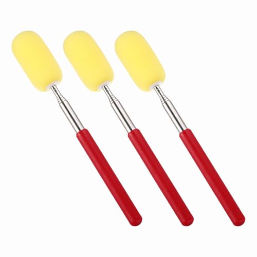 PATIKIL 29.5" Telescoping Sponge Stick for Pottery, 3Pcs Retractable Ceramic Pottery Clay Sponge Tool for Removing Excess Water from Tall and Narrow Pottery, Yellow/Red(1.18"W) - color: Yellow/Red, size: 1.18"