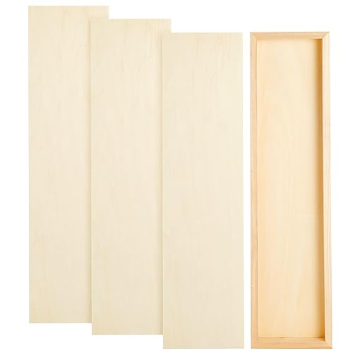 Bright Creations Unfinished Wood Panels for Panel Painting & Blank Canvas - Cradle Boards for Porch Sign Blanks - Long Wood Boards for Crafts & Wall Decor - 6 x 23 x 0.84 in, Pack of 4