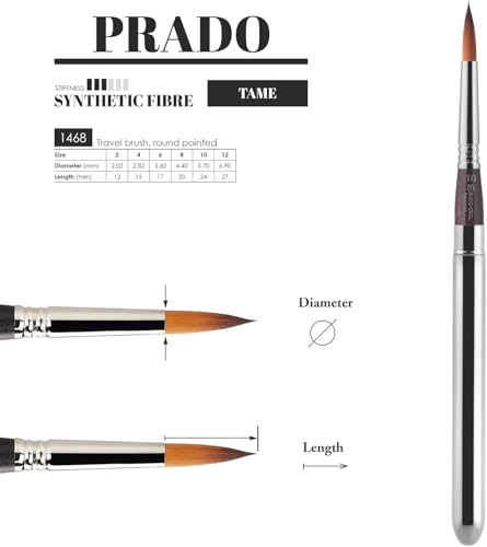 Escoda | Watercolour | Prado Set with 6 Round Travel Brushes for Watercolour | Size 2,4,6,8,10,12 | 6 Brushes | Synthetic Tame | Round Pointed - color: Prado
