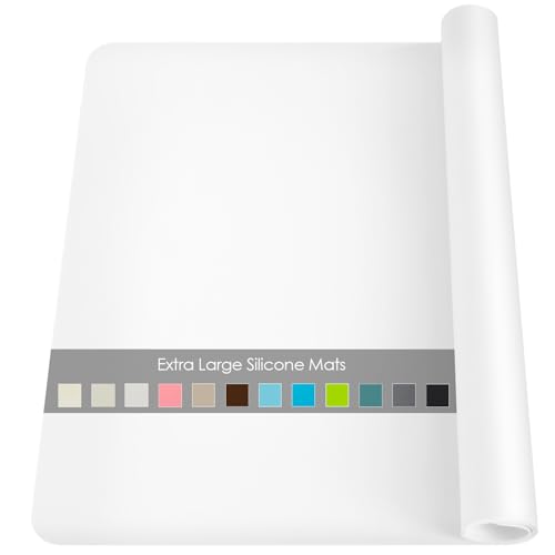 Standard SiliconeTable Placemat, Food-Grade Silicone Table Mat for Baking Pastry Non-Stick, Kids Nonslip Dinner Placemat Heat Resistant Waterproof Countertop Protector (Translucent white) - color: Translucent White, size: 23.6"L x 15.7"W