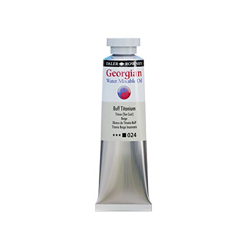Daler Rowney Georgian Water Mixable Oil Paint Buff Titanium 37ml Tube - Art Paints for Canvas Paper and More - Oil Painting Supplies for Artists and Students - Artist Oil Paint for Any Skill Set