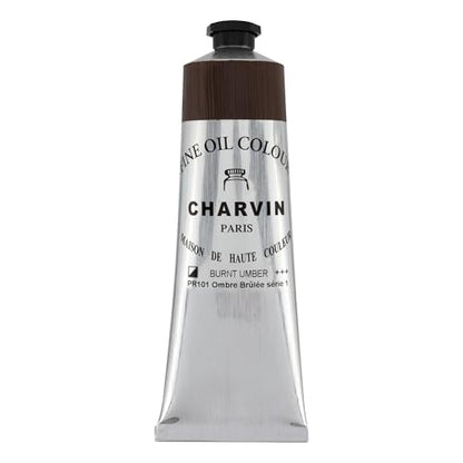 Charvin Extra Fine Oil Paint 150 mL Tube Burnt Umber – Professional Artist Oil Color, Archival Quality, Smooth Finish, Nature-Inspired Tone - color: Burnt Umber